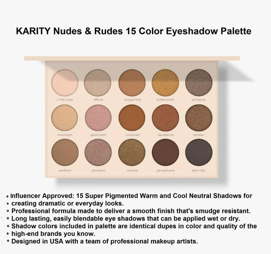 KARITY Nudes & Rudes 15 Color Eyeshadow Palette,