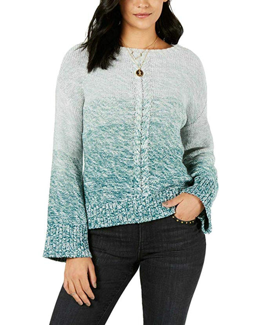 Style & Co. Womens Marl Braid Pullover Sweater, Rare Emerald Combo