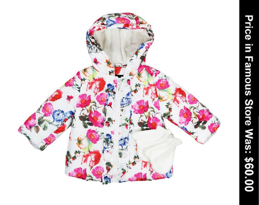 Rothschild Baby Girls Ruffle Jacket with Mittens, 18 M