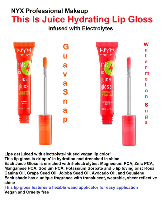 NYX This Is Juice Gloss Hydrating Lip Gloss, Infused with Electrolytes,